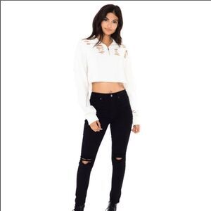 Emma & Sam Cropped Stonewashed Pullover Size XS